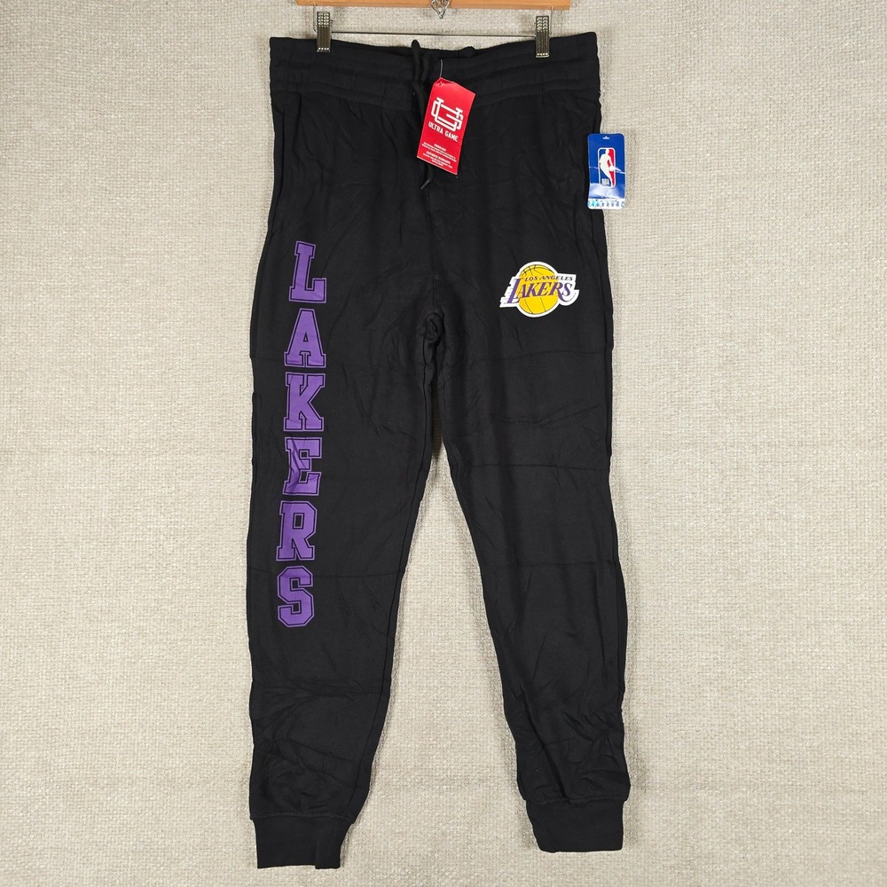 Ultra Game NBA Los Angeles Lakers Black Jogger Sweatpants Mens Large NEW